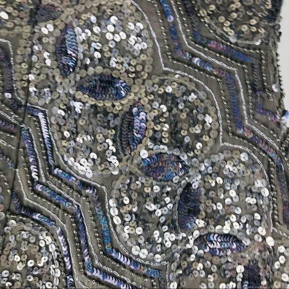 SCALA Sequin Beaded Embellished Chain Metallic Strapless Cocktail Prom Dress 0 - Picture 10 of 10